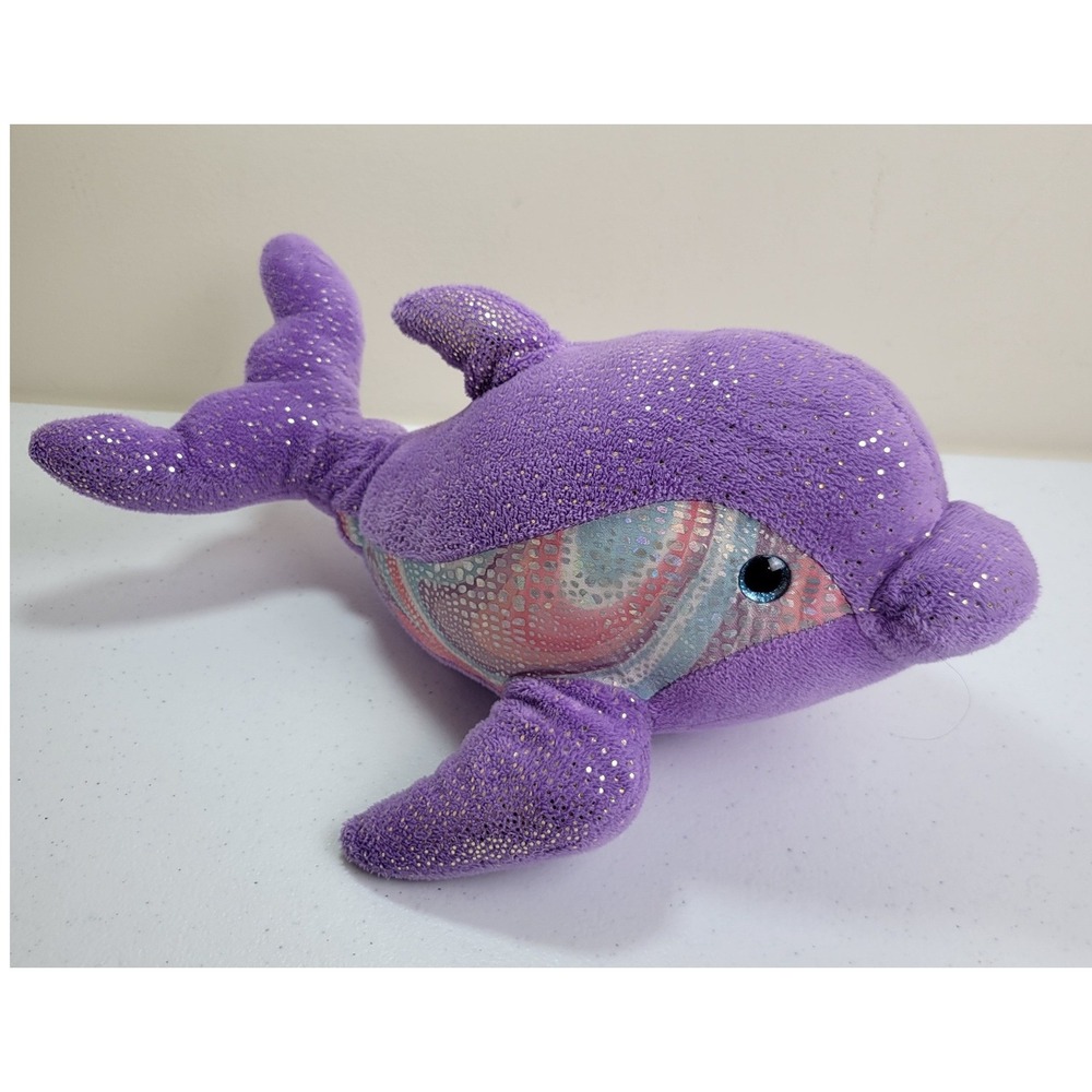 Aurora World Destination Nation Dolphin Soft Plush Sparkle Sea Life Purple 15"